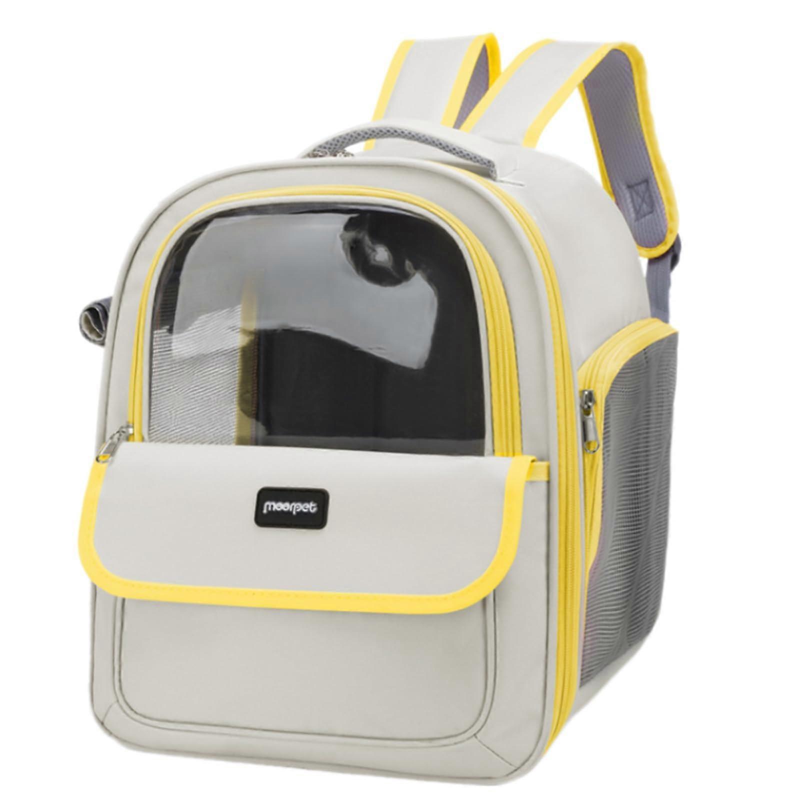 Cat Carrier Handbag, Soft Yellow, Large Capacity, Breathable Design with Straps for Travel and Sightseeing