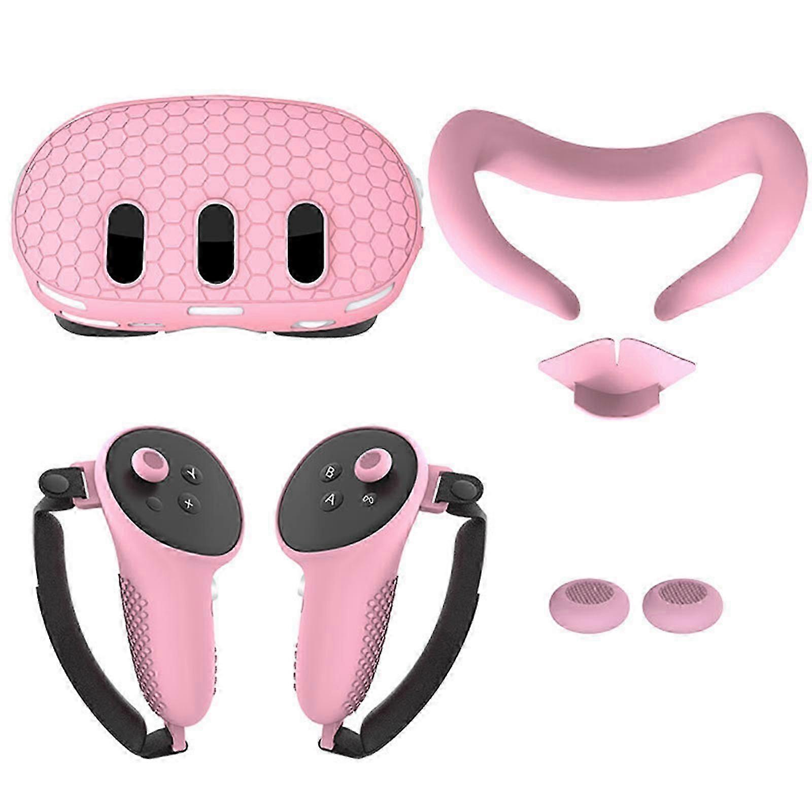 Silikonskydd för Oculus Quest 3, medföljande skalskydd, ansiktsskydd, kontrollgreppsskydd, linsskydd, joysticklock (ej för laddning gör det).