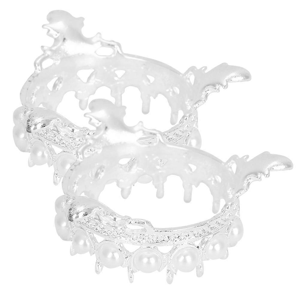 Nail Pen Holder Nail Retro Embossed Crown Pen Holder Light Therapy Pen Storage Rack 2pcsSilver
