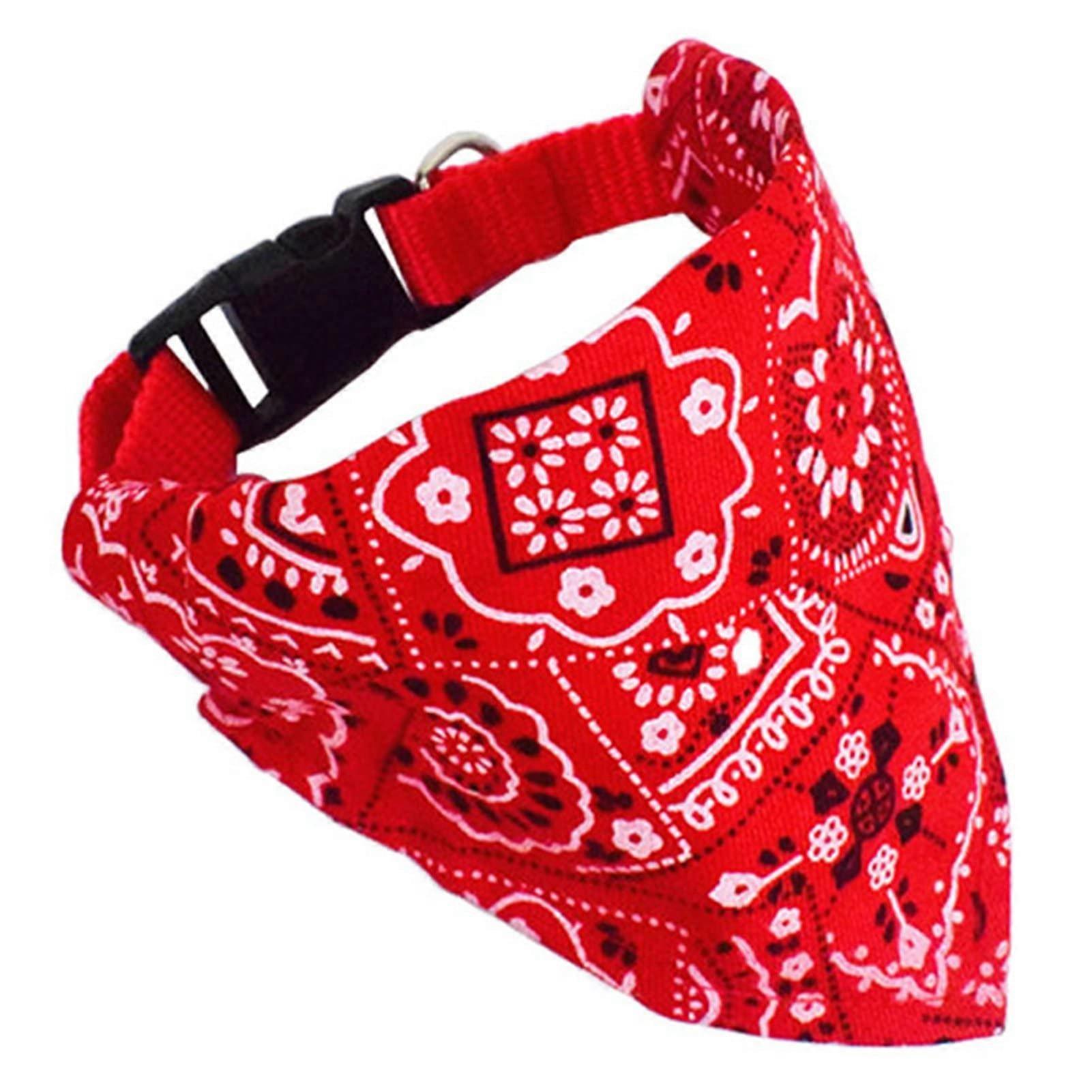 Bandana for Dogs and Cats, Adjustable Breathable Pet Collar with Triangular Print, Quick Release Buckle, Size L 2.0