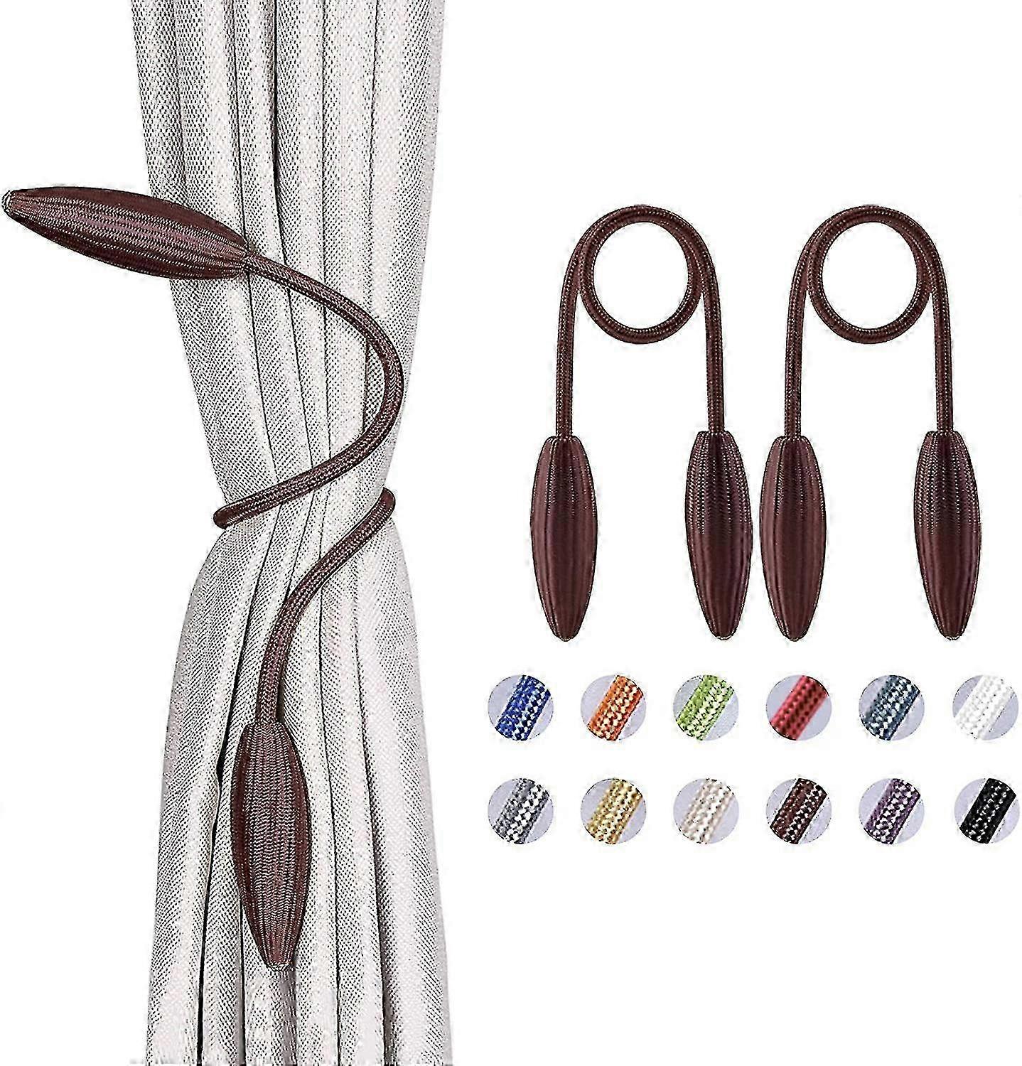 AURA 2 Pack Creative And Decorative European Style Twist Curtain Tiebacks For Home And Office Window (Brown)
