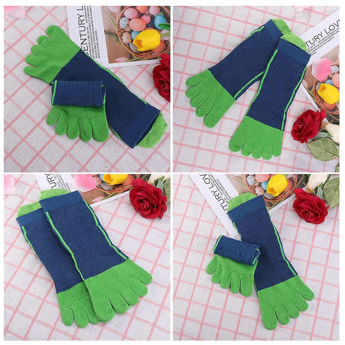 Running Socks Five-toe Design Toe Socks for Runners Green Outdoor Activity 1 Pair