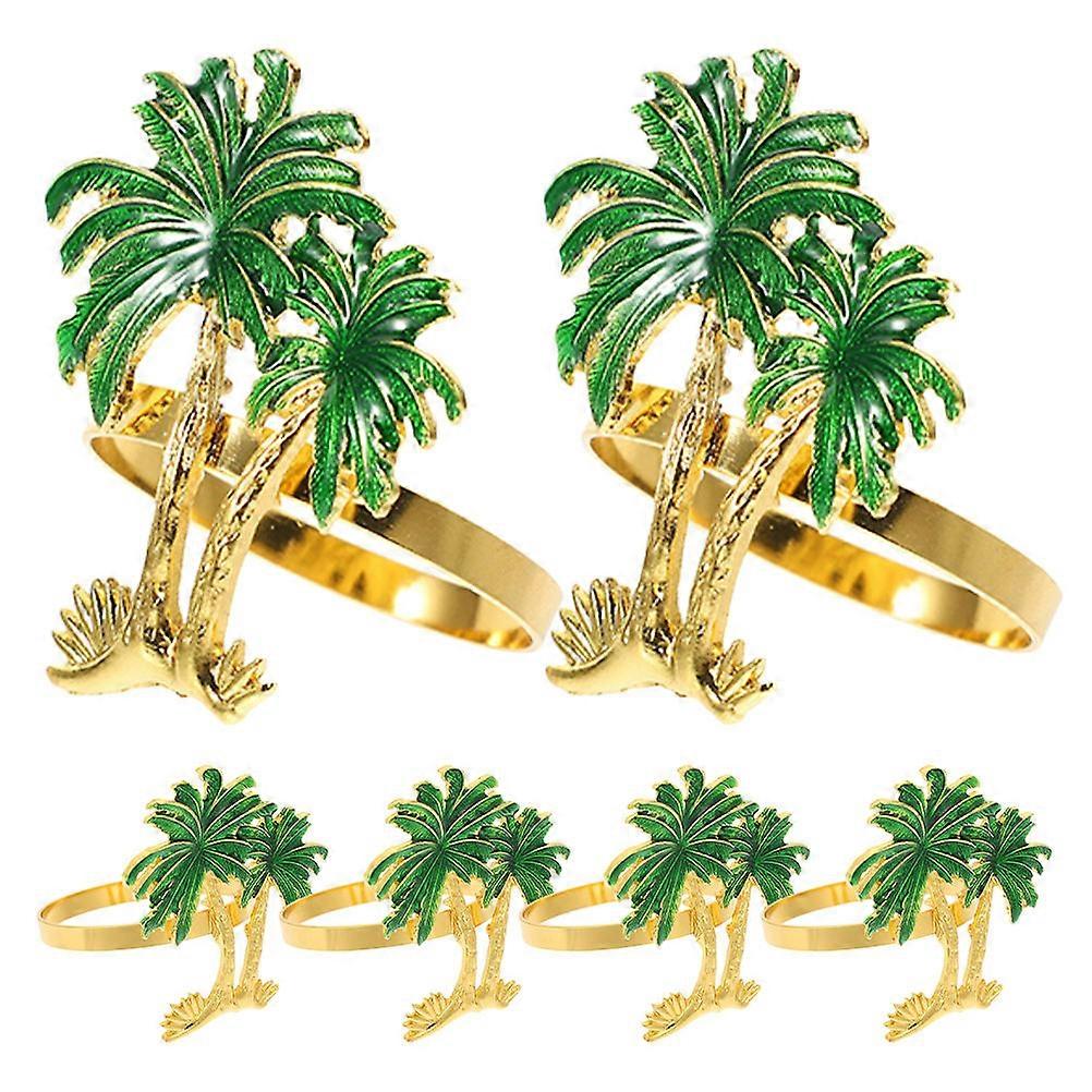 Party Napkin Rings Hawaiian Coconut Tree Alloy Napkin Buckle 6Pcs Set