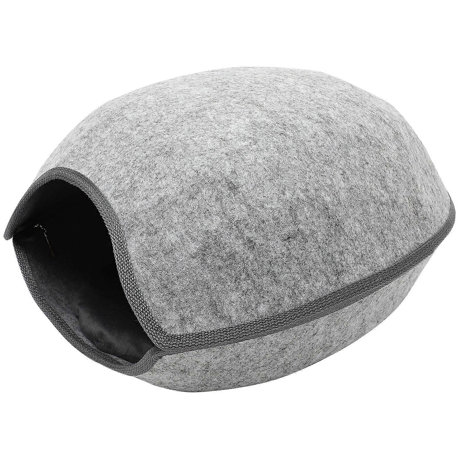 Fish Mouth Cat House Breathable Cat Nest for Storage Light Grey Felt