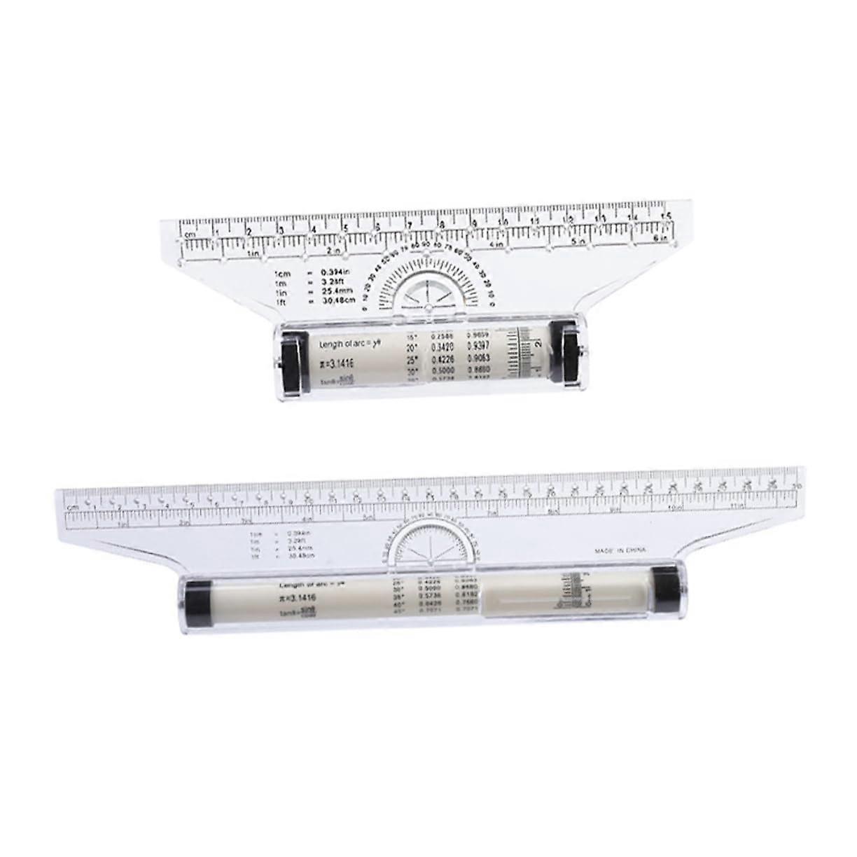 2-Piece Plastic Ruler Set for Precise Drawings, Ideal for Students, Engineers, and Artists, Perfect for Parallel and Arc Drawing