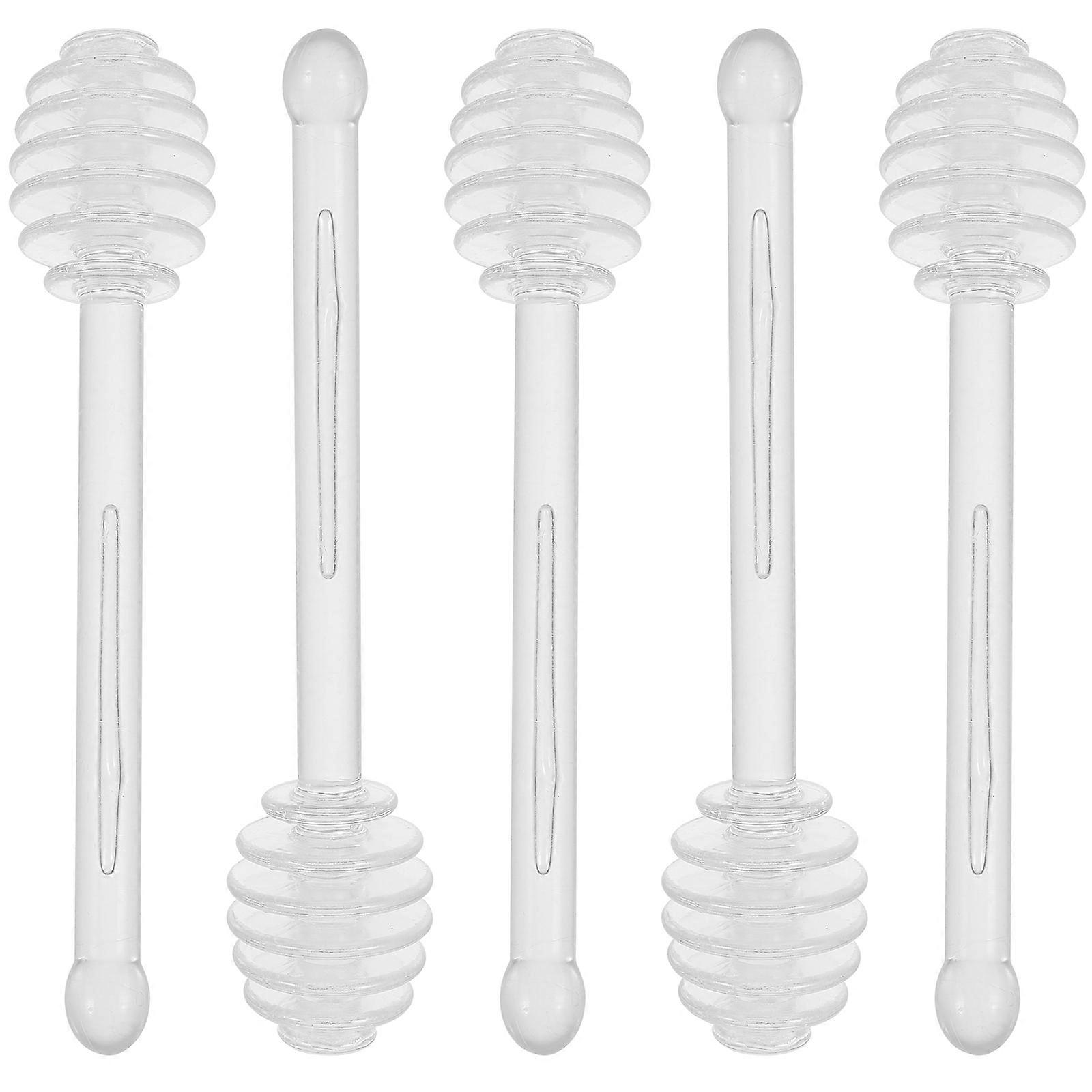 Honey Stirring Stick for Drinks Made of Plastic Transparent Color Great for Honey Jar 5pcs