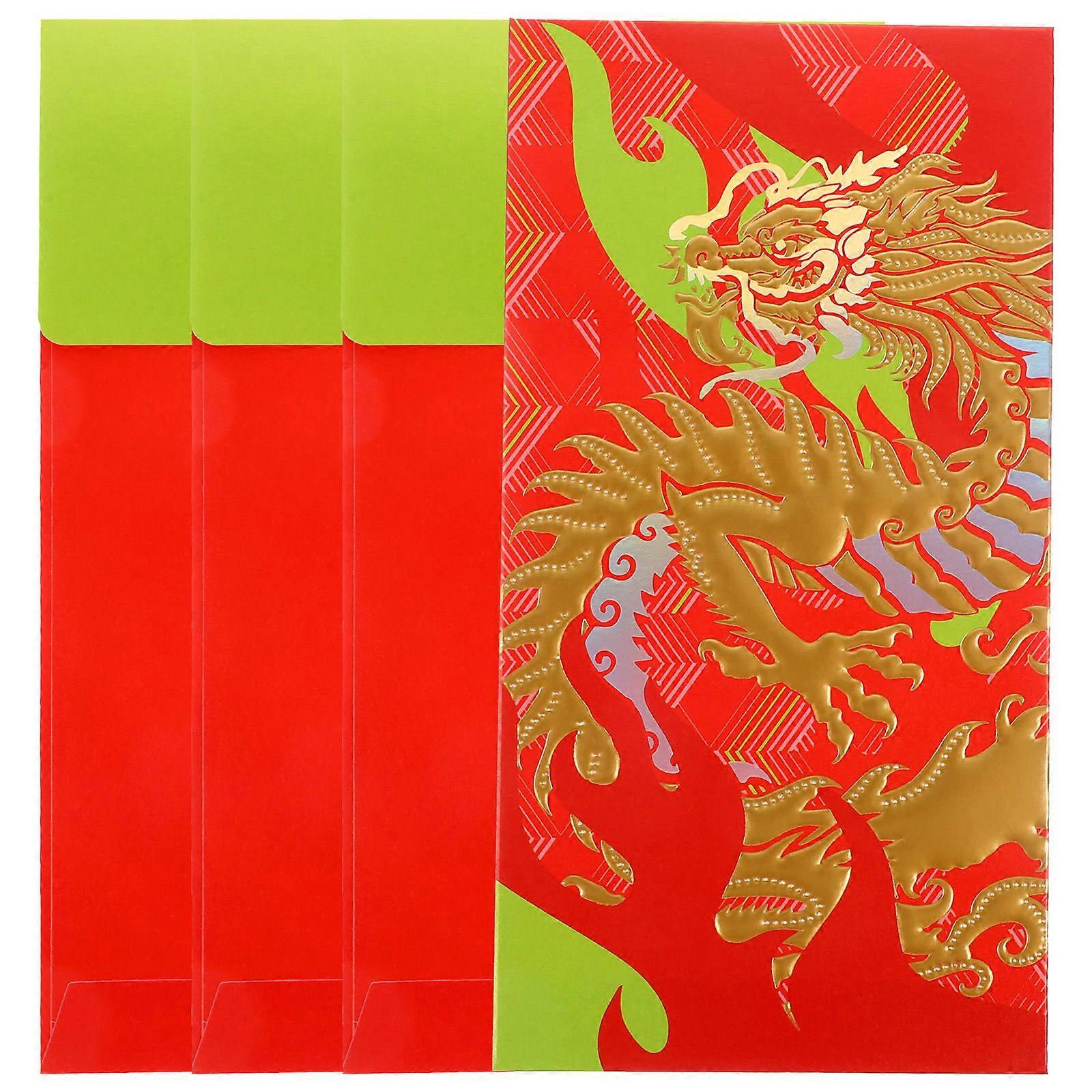 Festival Red Envelope Spring Festival Supplies Money Holder Rectangle Shape Red 16.8X8.8CM 4Pcs