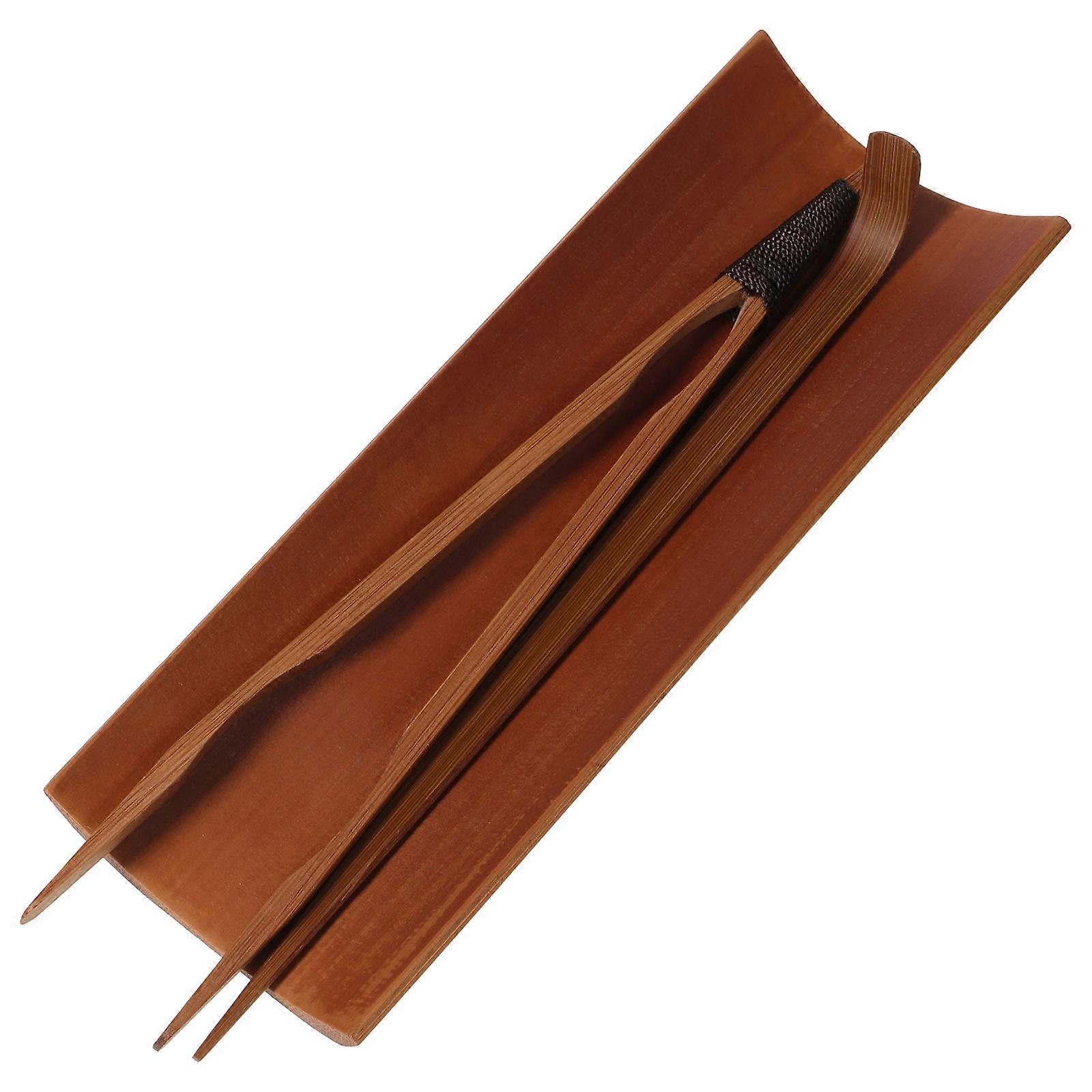Bamboo Tea Ceremony Utensil Set for Traditional Chinese Kung Fu Tea 6 Pieces Light Brown