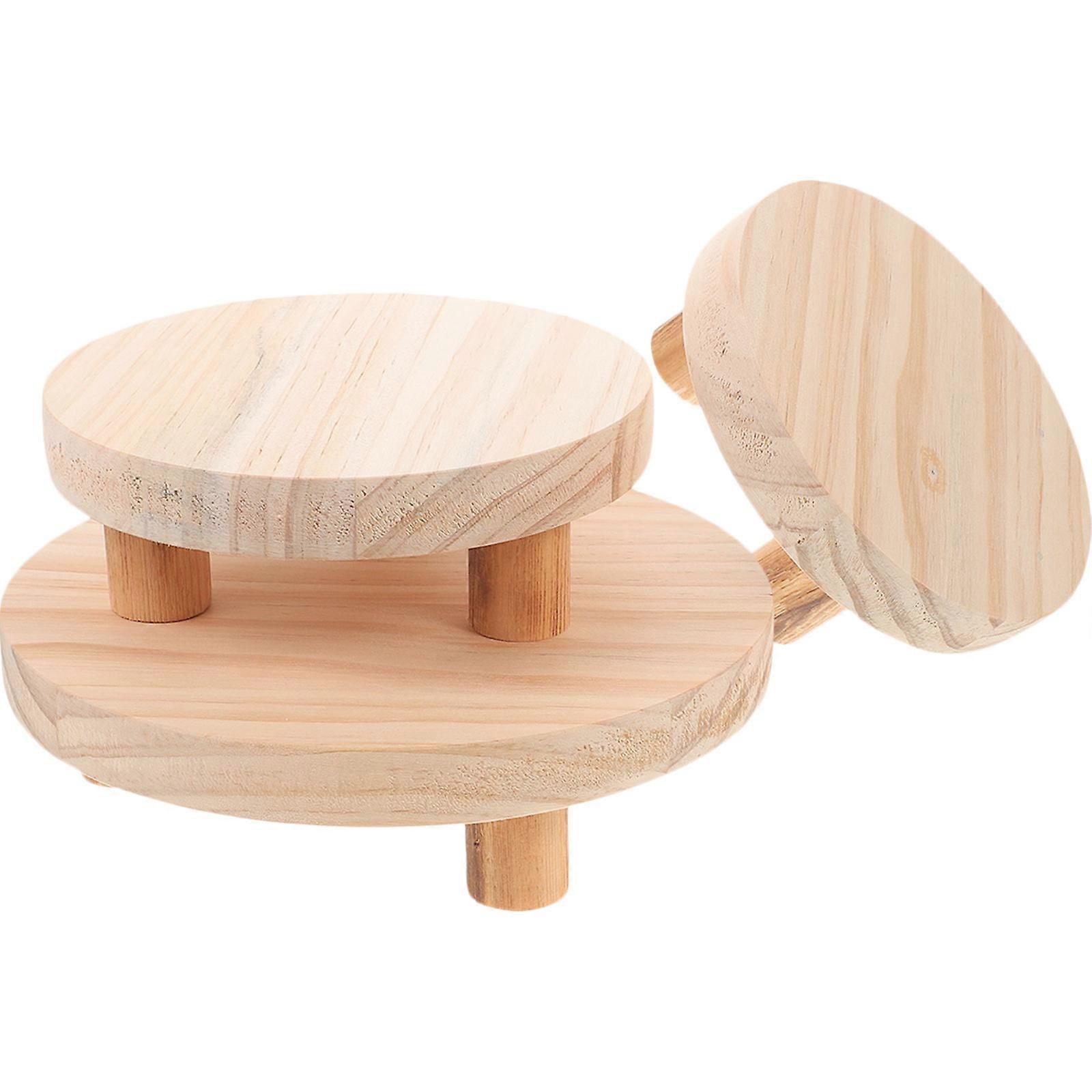 Wooden Flower Pot Stand for Decor 3Pcs Mini Stool Display Rack