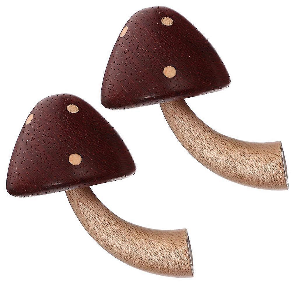 Mushroom Magnets For Fridge Home Decoration Wood Material Compact Size 2Pcs