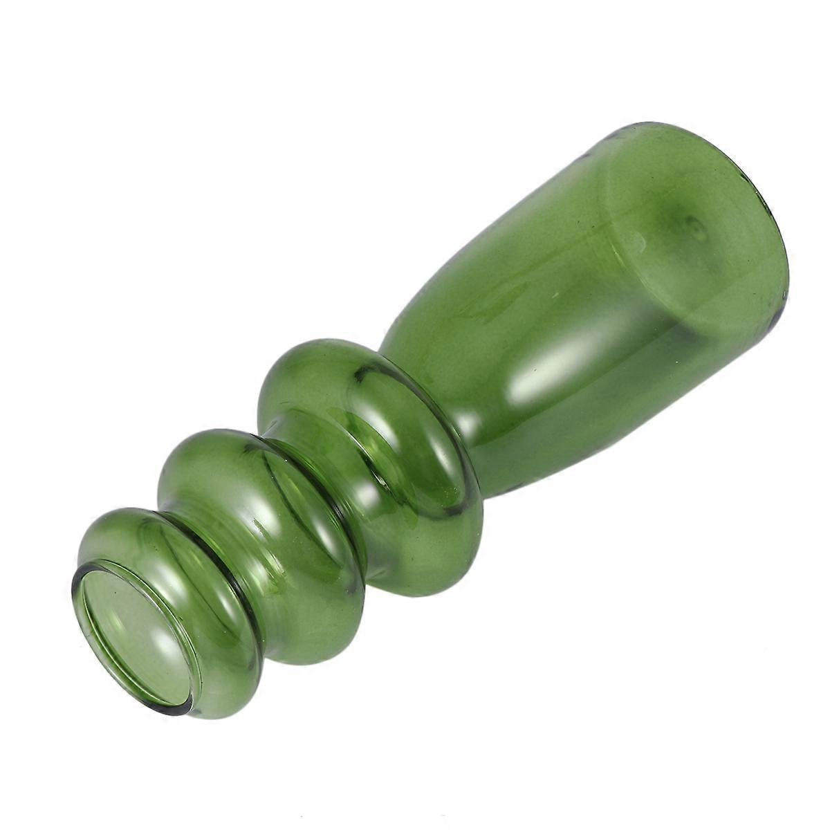 Artistic Spiral Pattern Vase Container for Household Flower Arrangement in Green 21x7.5cm 1Pack