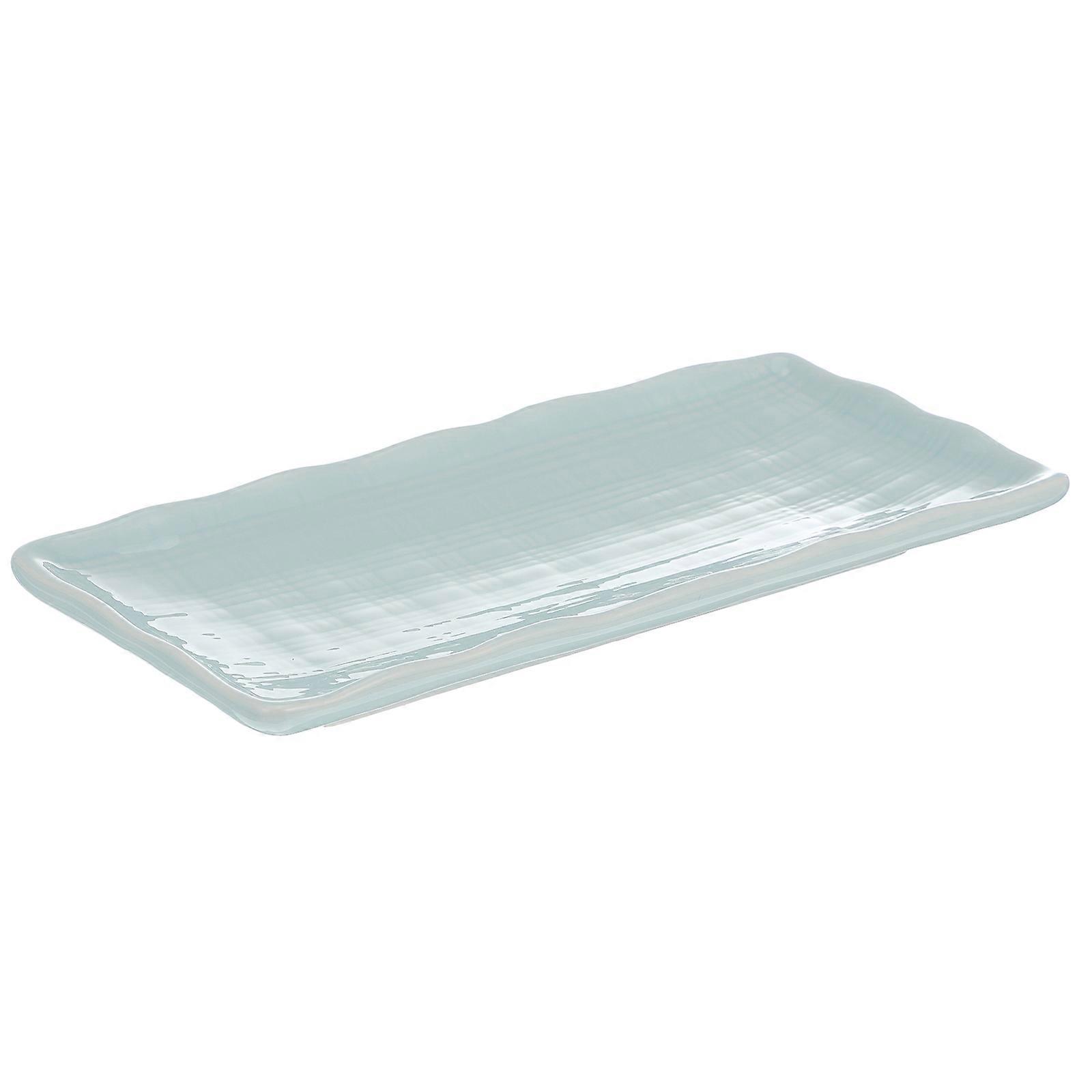 Minimalist Design Rectangular Ceramic Storage Plate For Steak Sky-Blue 22X10X2.5Cm Food Serving 1Pcs
