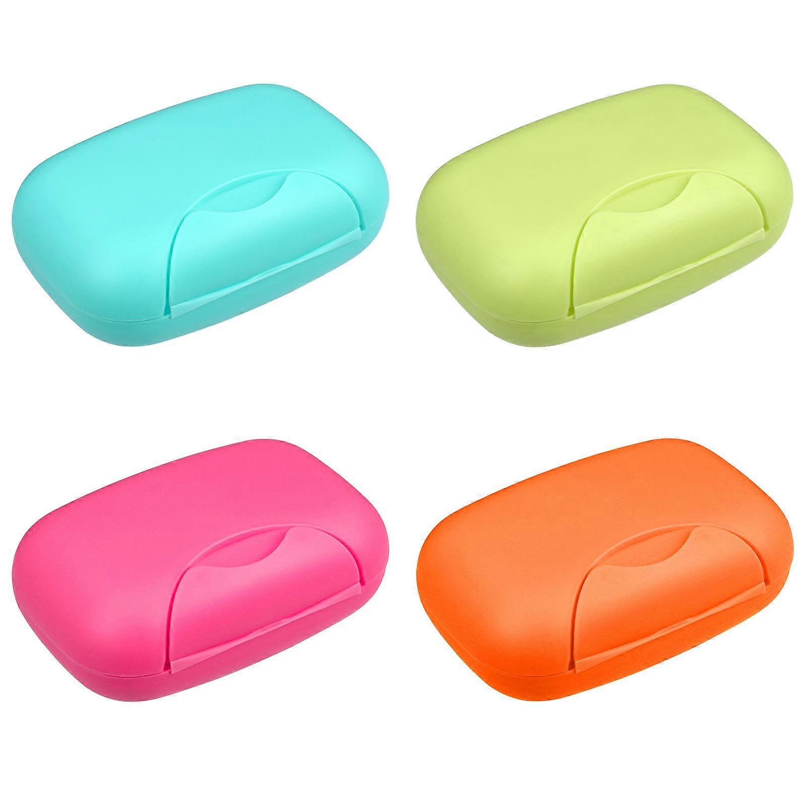 Healifty 4pcs Creative Portable Soap Dish Box Holder Container Travel Sealed Case