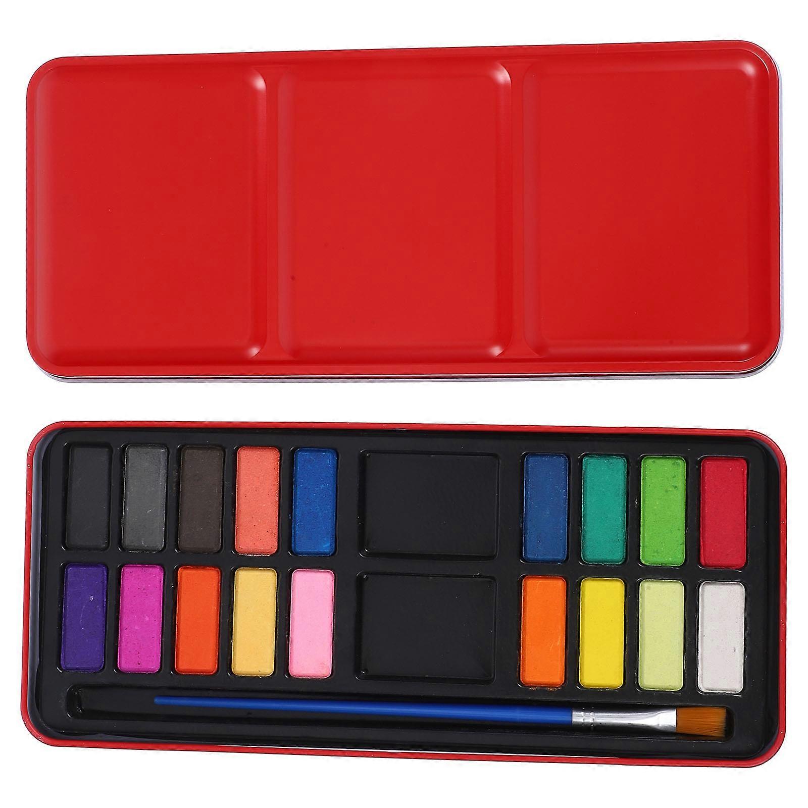 مجموعة طلاء مائية للسفر للمبتدئين والفنانين ، 18 لونا بما في ذلك علبة فرشاة لتدوين اليوميات والمشاريع الفنية تصميم محمول مدمج 1 مجموعة