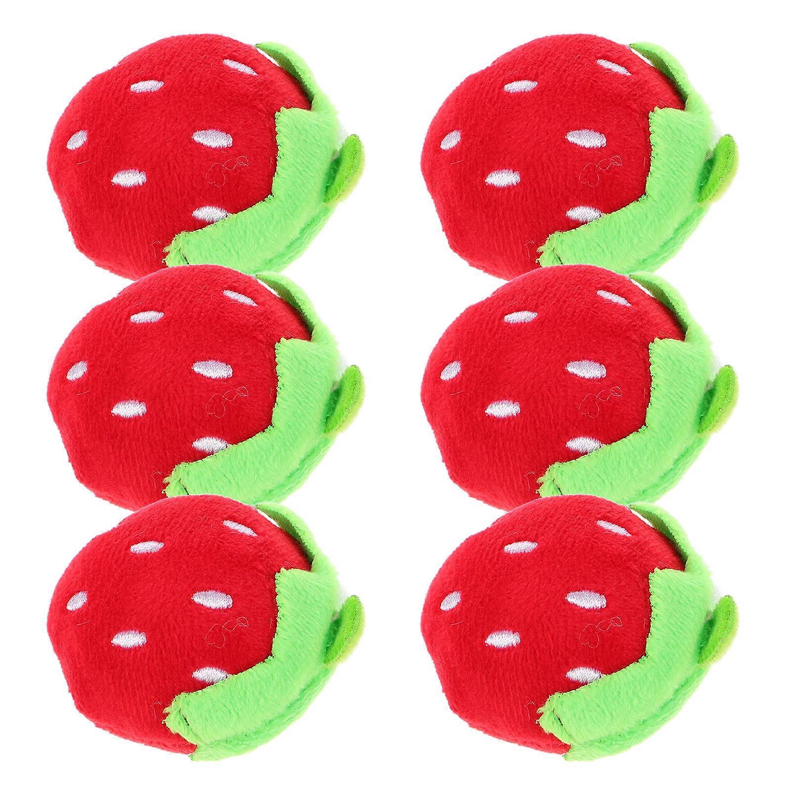 Strawberry Plush Toy 6Pcs For Kids Cuddling And Decorative Item Red Soft Stuffed Fruit Doll 6Cm