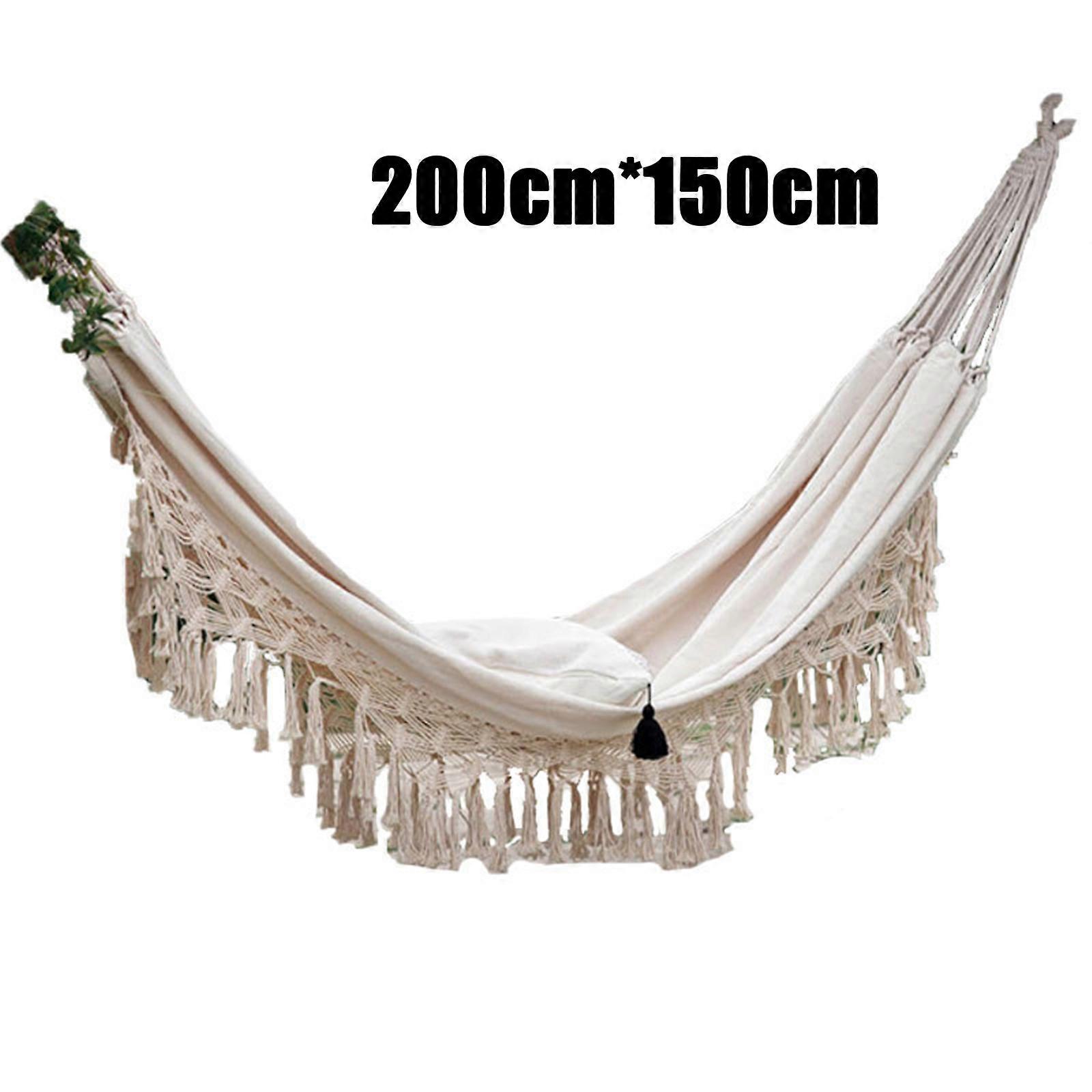 Deluxe Double Hammock Swing Chair New Large 2 Person Hammock Boho 2x1.5m Brazilian Macrame Fringed Indoor Hanging Swing