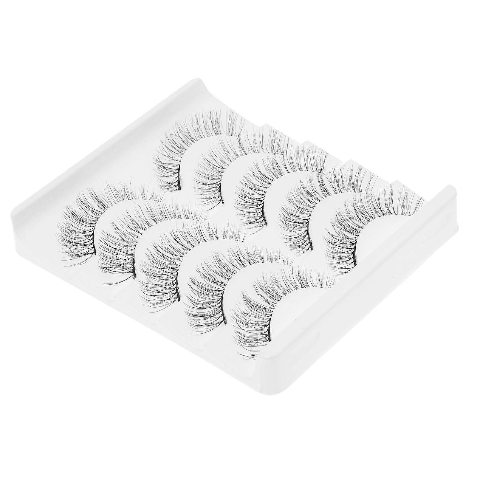 5 Pairs Fashionable Black Synthetic False Eyelashes for Decor Natural 3D Look
