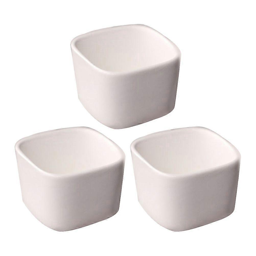 3PCS/Set Mini Size Simple Style White Pot Tabletop Square Shape Pot(White)