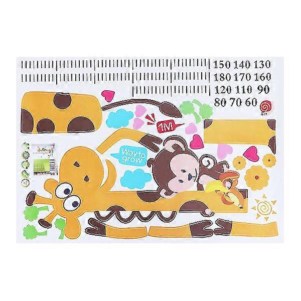 Decal Naughty Monkey And Yellow Giraffe Length Chart Wall