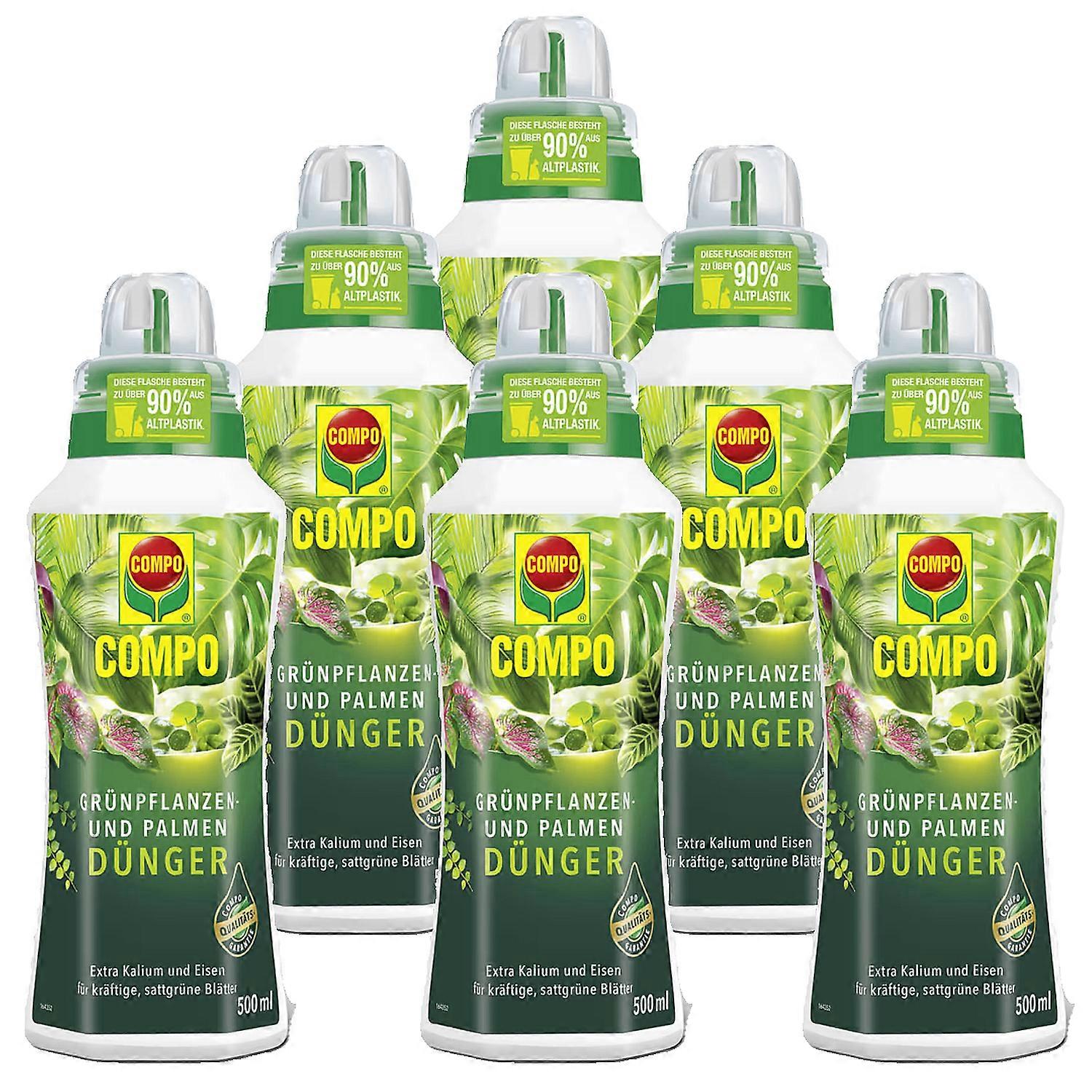 6 x COMPO green plant and palm fertilizer, 500 ml