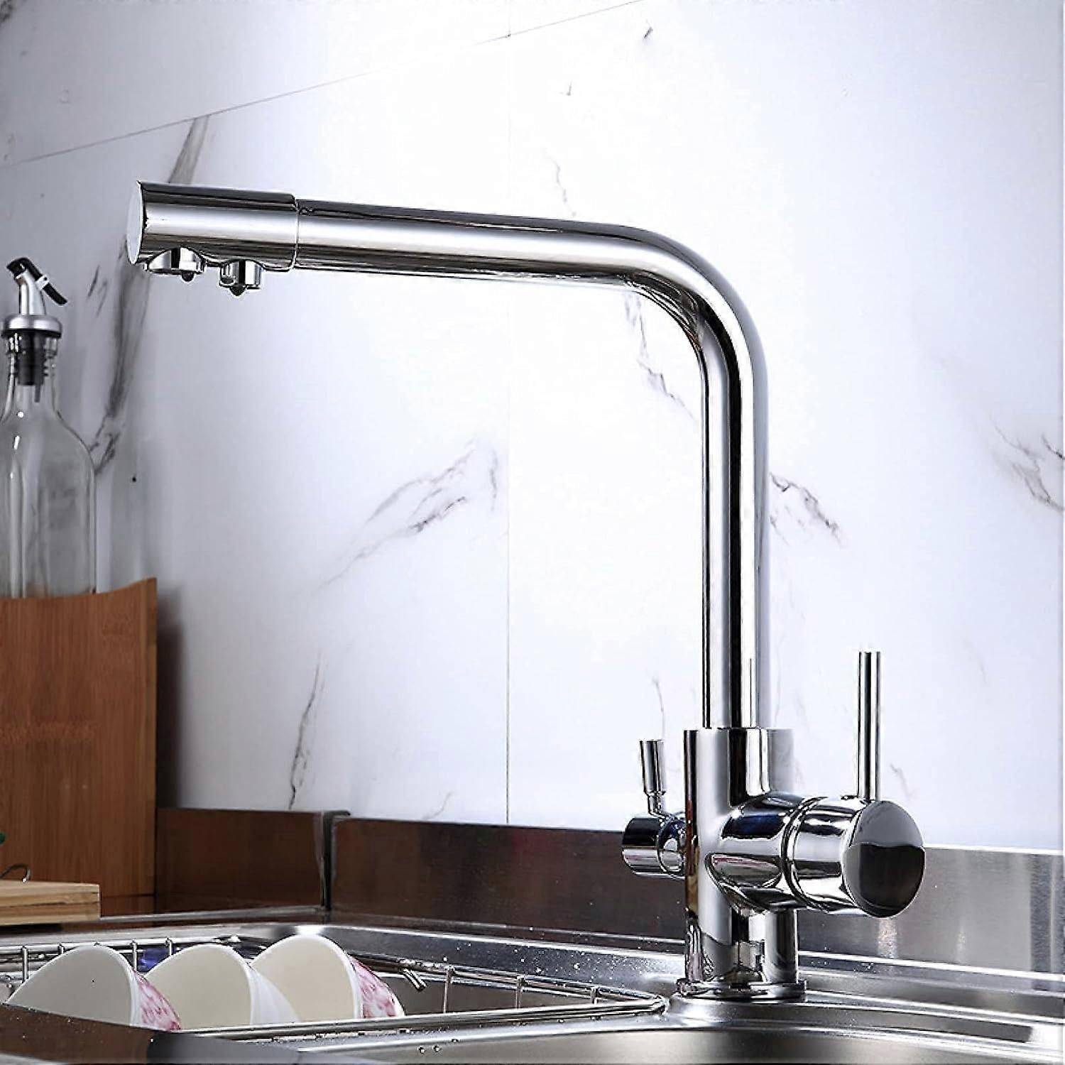 Faucets, kitchen faucet, pure copper, sinkmounted, double handle, double hole (4)