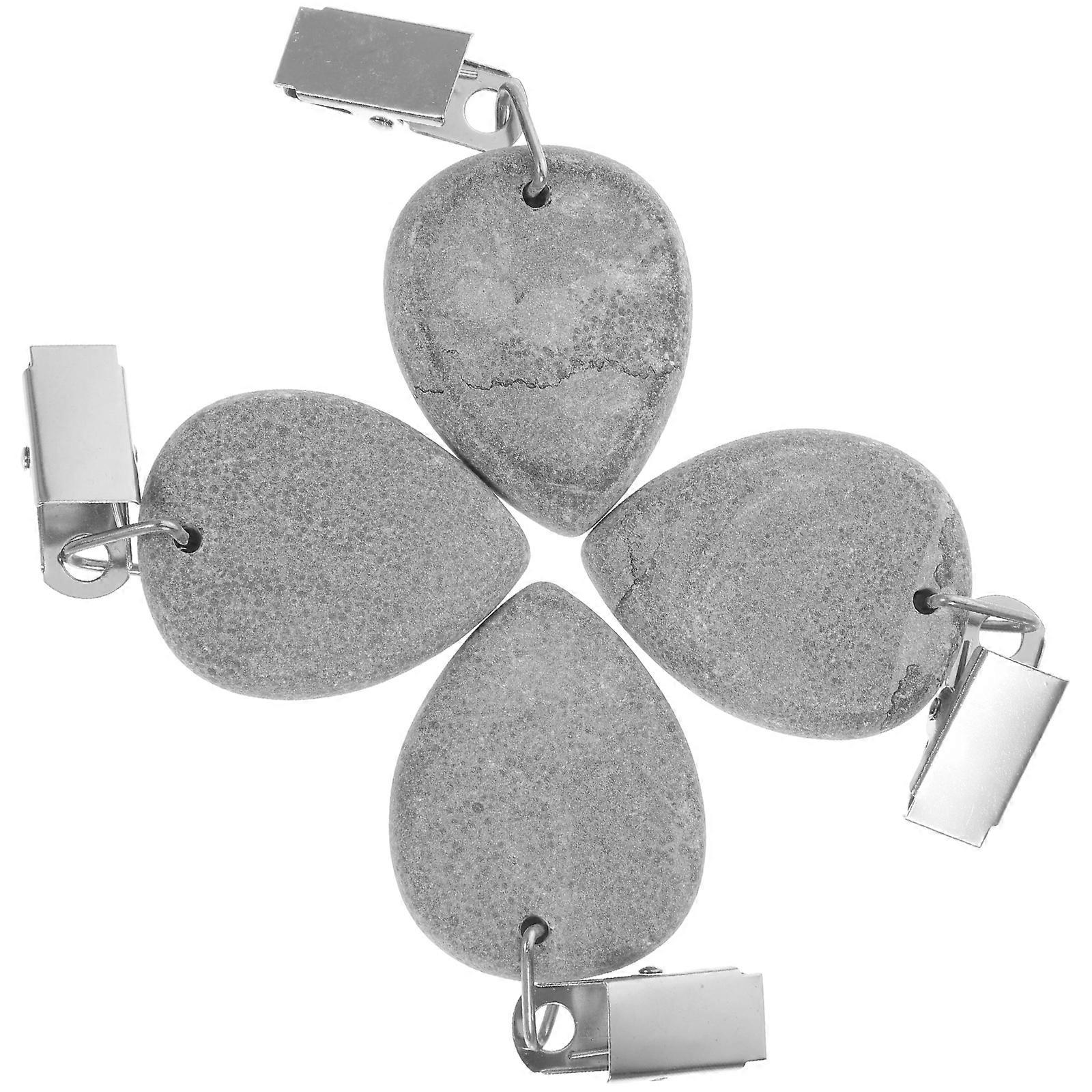 Stone Tablecloth Clips with Metal Clips for Home Use Grey Pieces