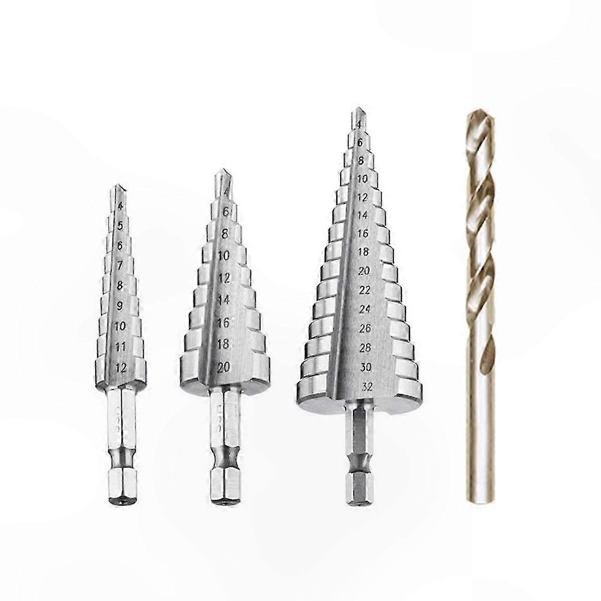 Titanium Coated Tapered Triangular Drill Bits Set, 4PCS HSS Metal Countersink Bits for 4-12/20/32mm Applications