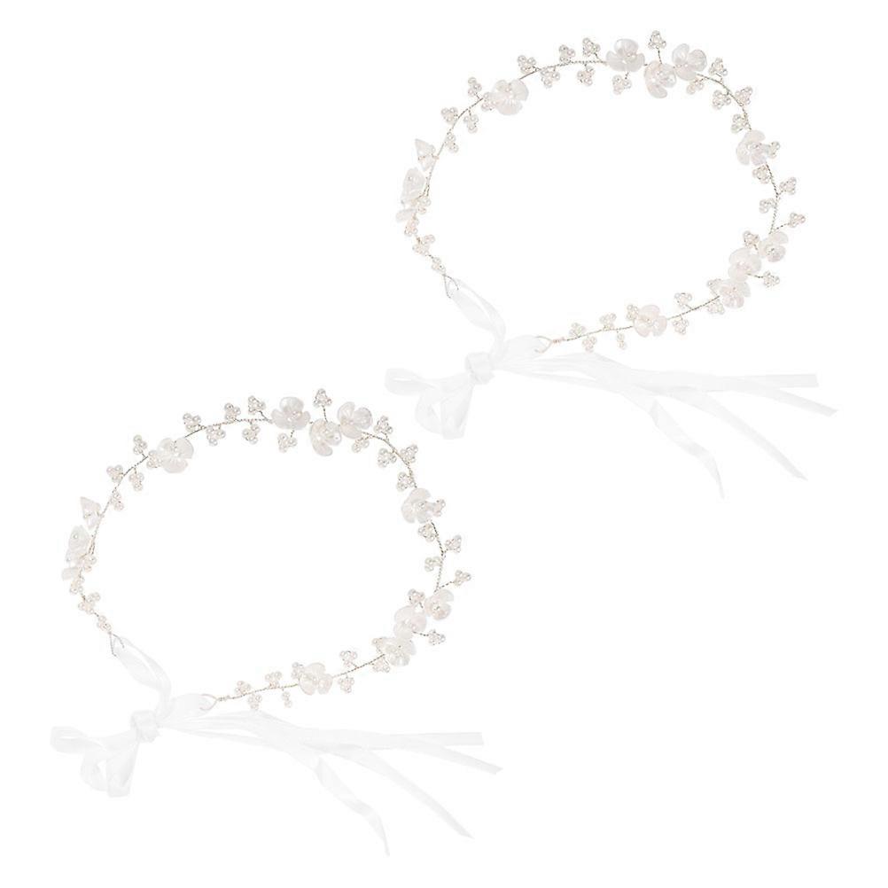 2pcs Bridal Wedding Headpiece Fake Pearl Flower Hair Vine for Bride, Bridesmaid or Flower Girl Perfect for Romantic Beach Weddings