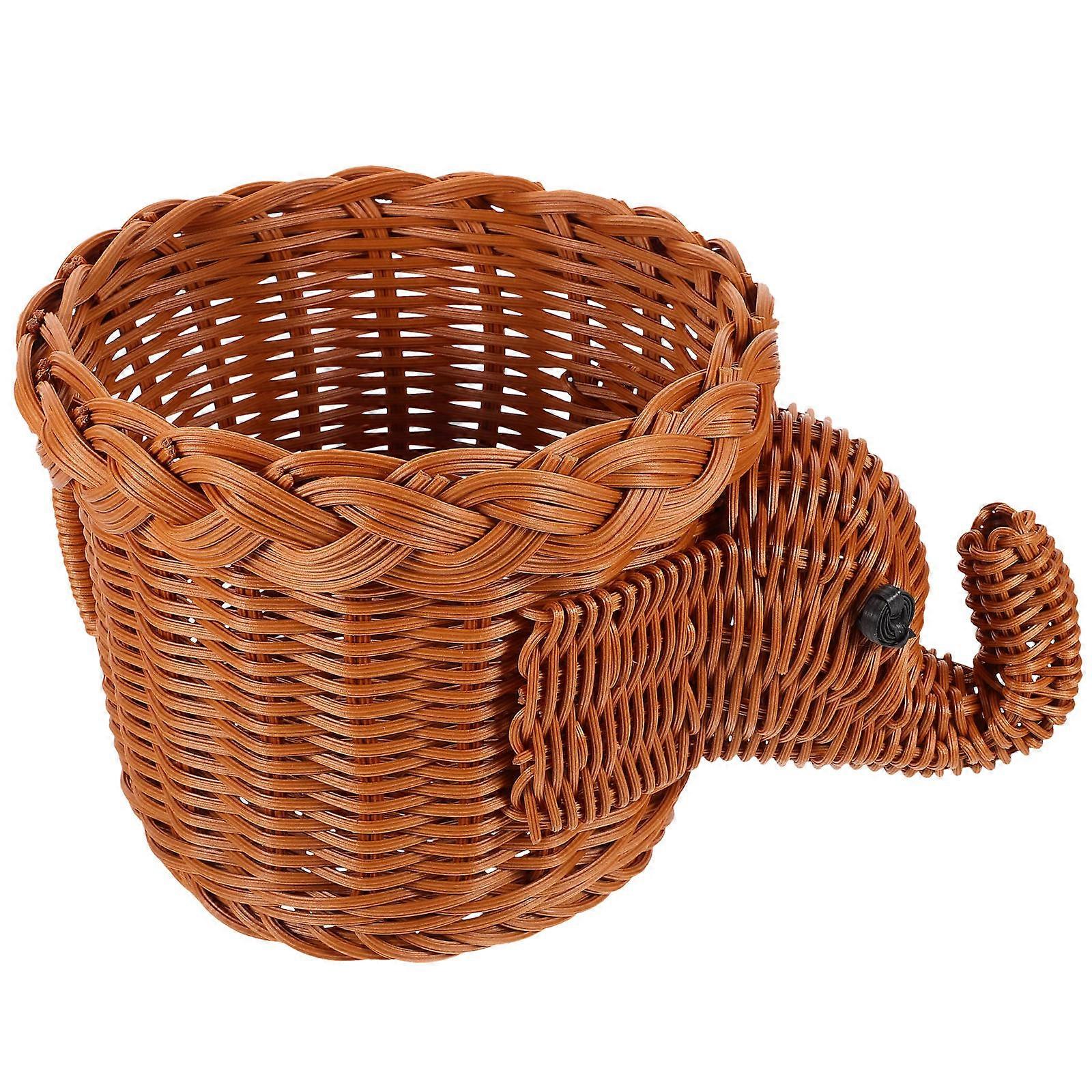 Fruit Storage Basket Brown Versatile Use Imitation Rattan Holder Design