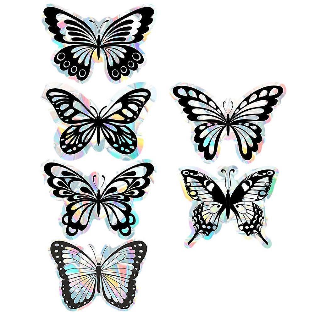 Window Decals For Glass 6Pcs Butterfly Anti-Collision Static Cling Stickers For Indoor Use Black Decorative