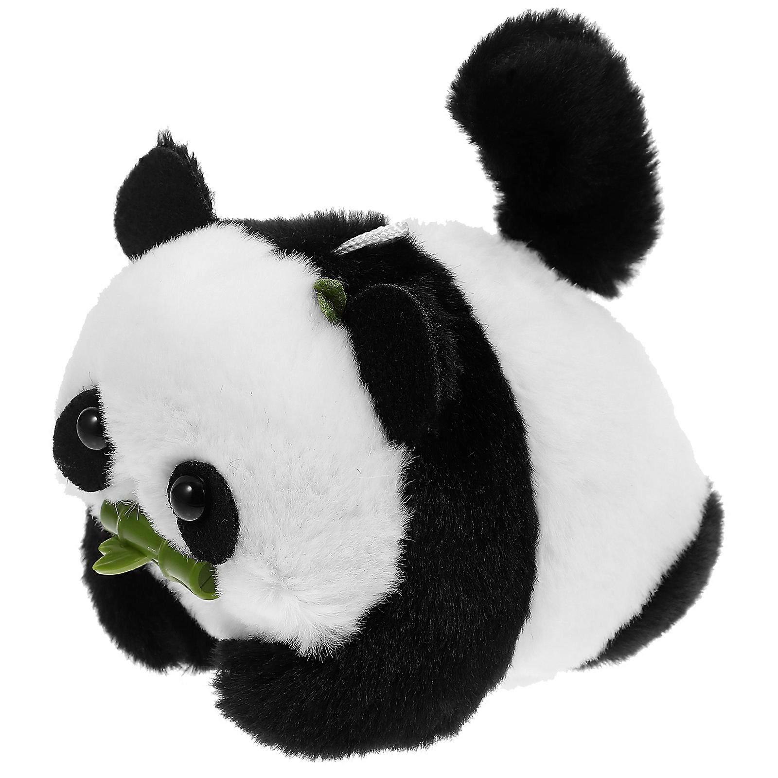 Plush Panda Stuffed Animal Keychain Pendant Festival Gift Realistic And Adorable Design Assorted Color Tail Wagging 1Set