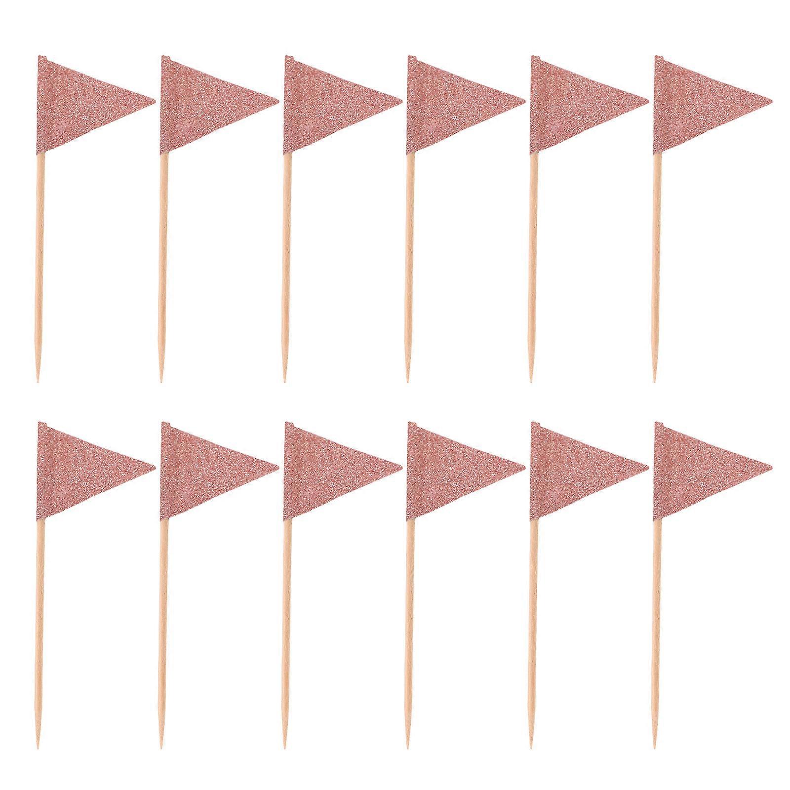 Egg Cake Decoration Flags Triangle Toothpick Flags for Party Decoration 12Pcs