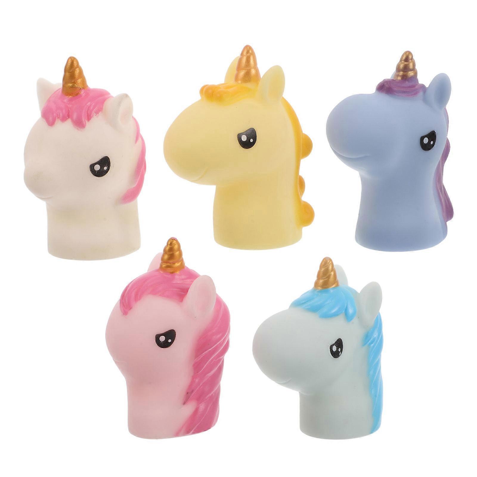 5pcs Realistic Unicorn Finger Puppets for Animal Thumb, Storytelling, Role Play & Imaginative Play – Easy to Handle Animal Models