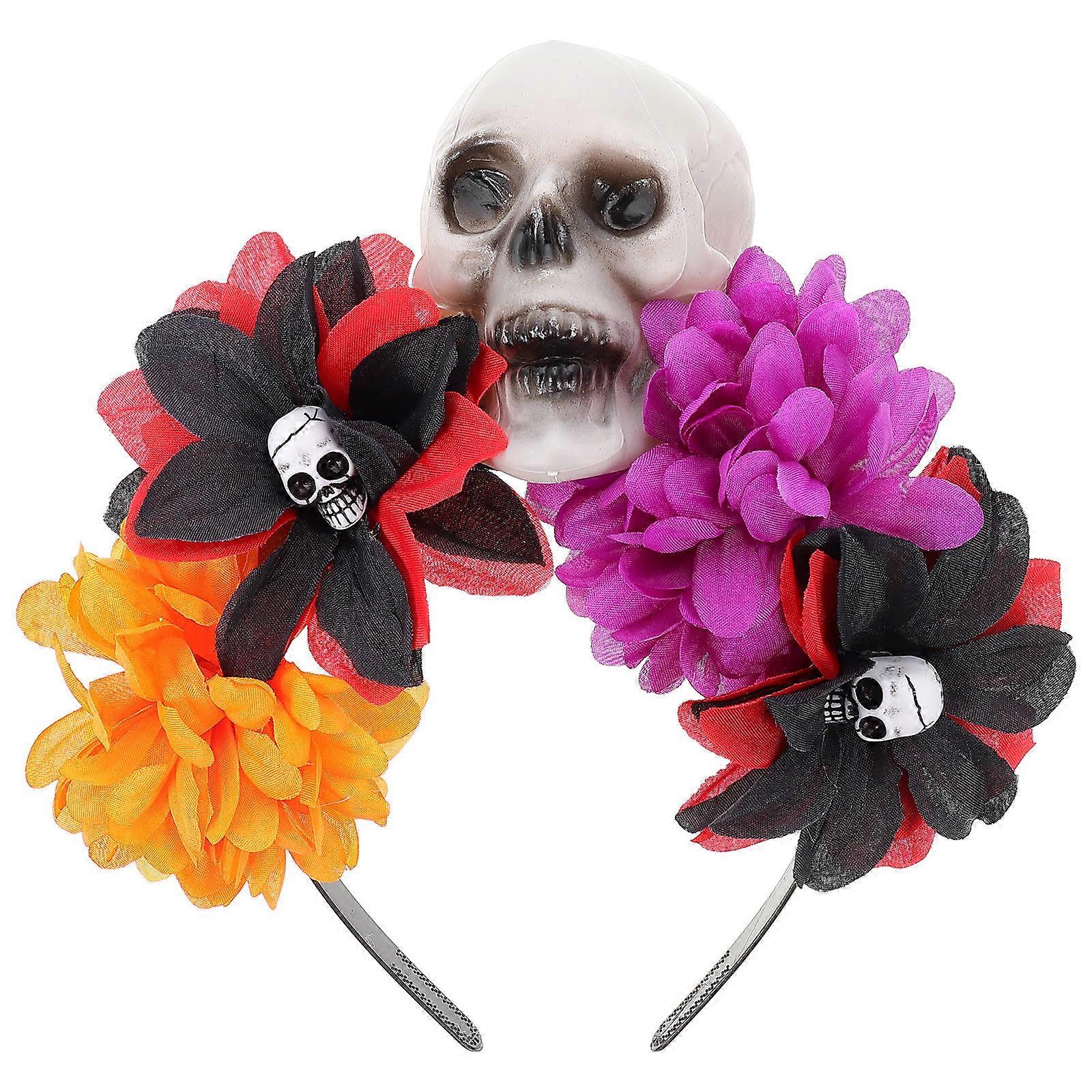 Scary Skeleton Design Hair Band For Casual Wear And Halloween Festivities In Multi Color 1Pack