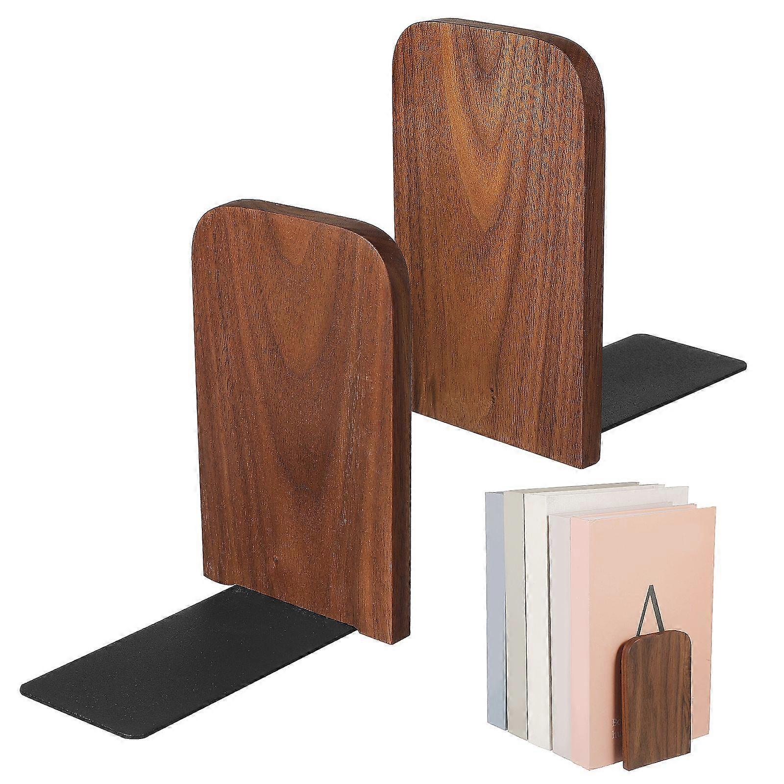 2pcs Wood Bookends Heavy Duty Bookend Supports Nonslip Book Ends Decorative Bookends Bookshelf Bookends Book Stands Book Organizer