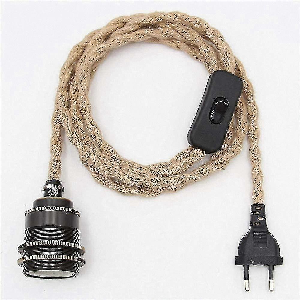Retro Style Hanging Lamp Kit with E27 Socket - DIY Pendant Light Rope Cord in Black