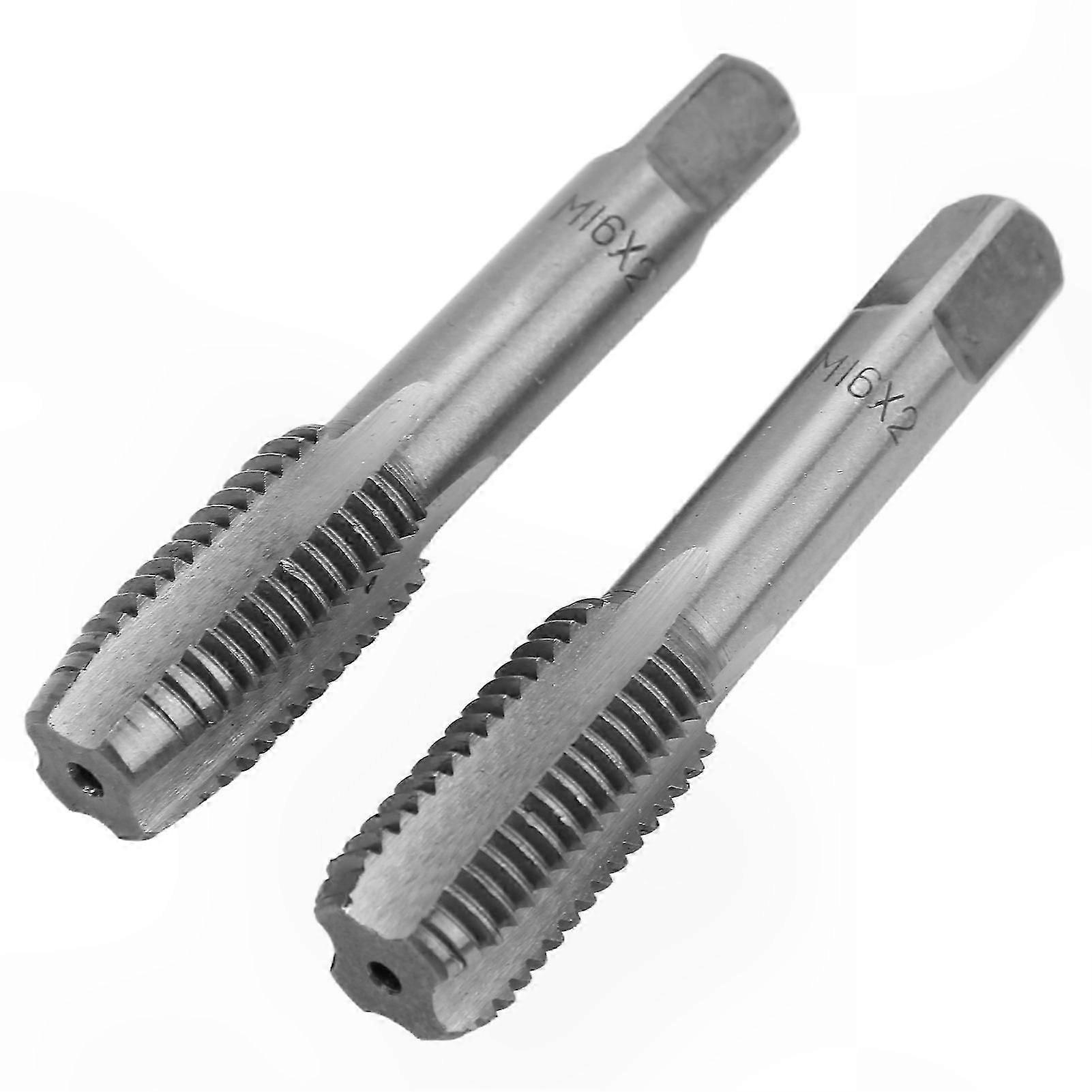 2pcs Metric Thread Tap HSS Straight Flutes Hand Tapping Tool M16x2.0