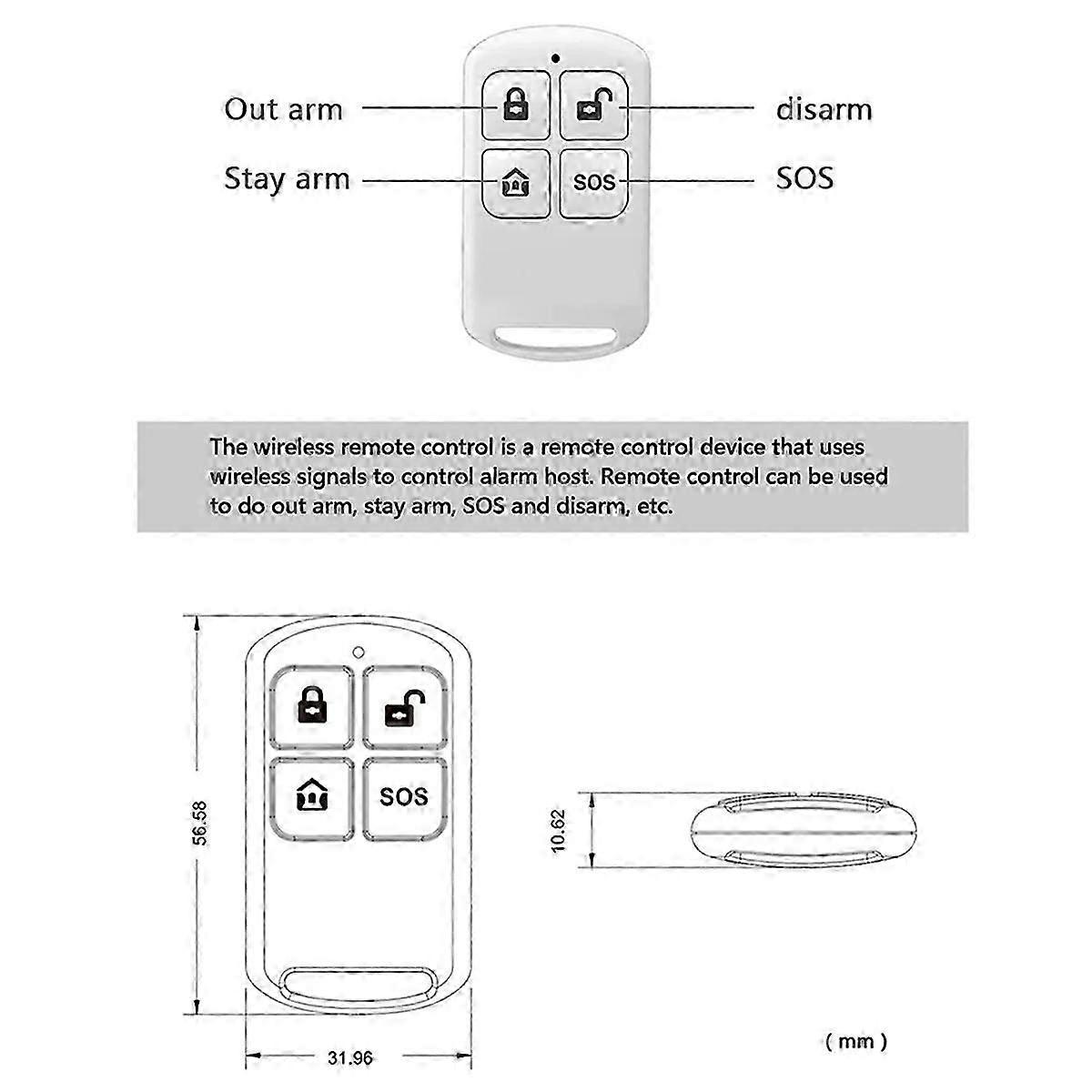 433MHz Wireless Remote Control, Suitable for Home Anti-Theft Security, Can Be Equipped with A Variety of Alarms