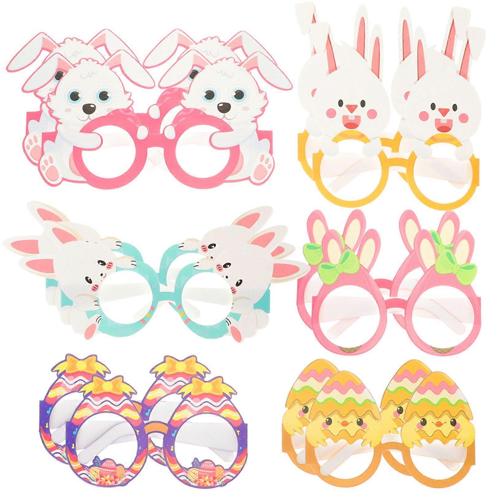 12pcs Easter Bunny Glasses Easter Themed Glasses Easter Eyewear Easter Party Supplies