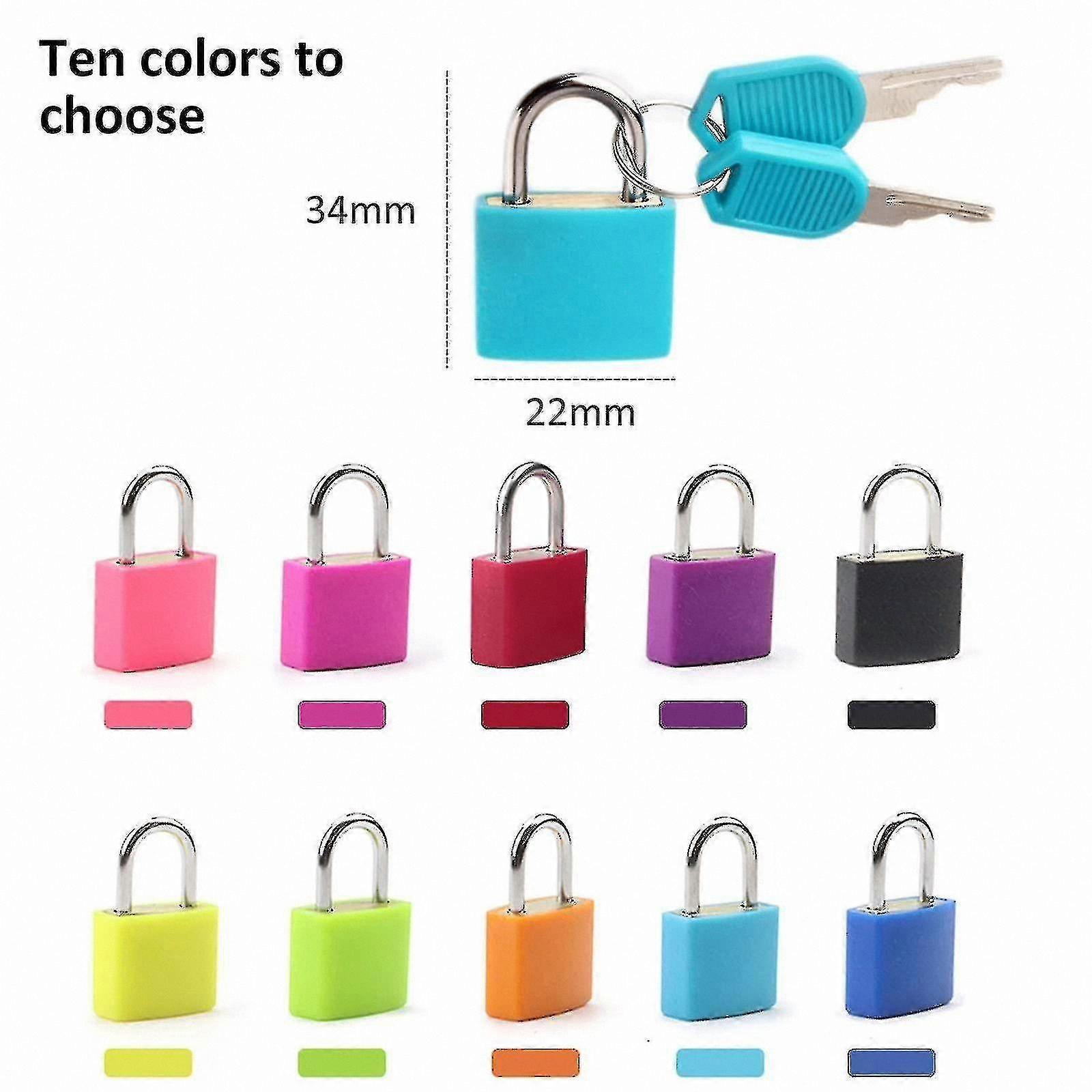 10-Pack Mini Coated Metal Padlocks with Keys, Multicolor Keyed Locks for Gym, School, and Small Suitcases