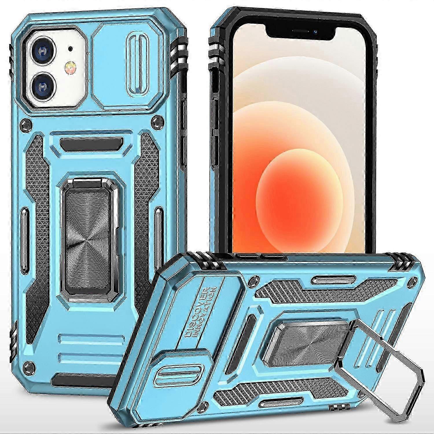 iPhone 12 6.1" TPU & PC Case with Kickstand and Slide Camera Cover