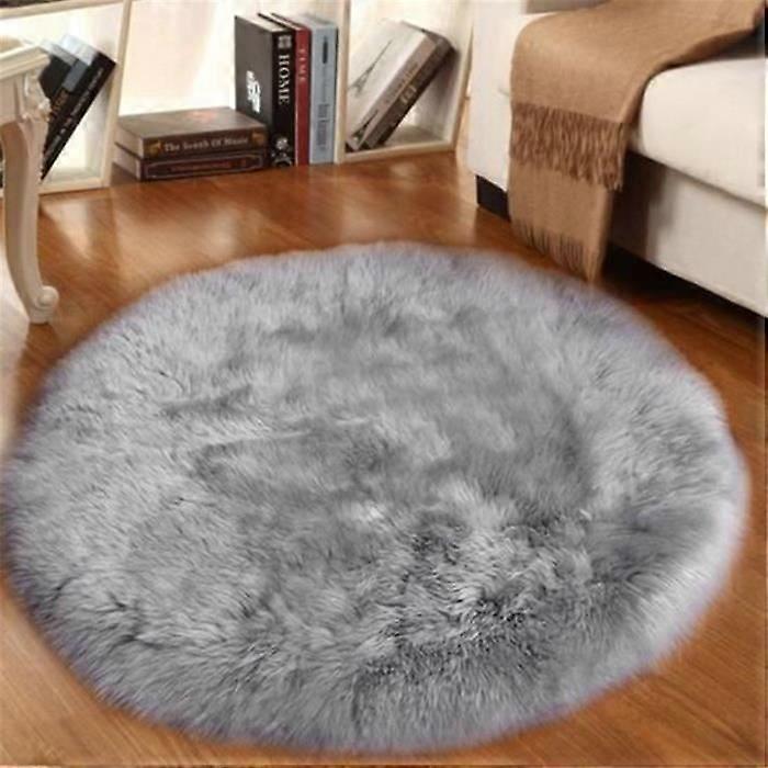 Soft, Warm, Soft to the Touch, Does Not Lose Its Color, Faux Fur Blanket Rug, Gray, Diameter: 120cm