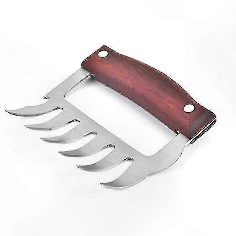 Stainless Steel Meat Forks with Wooden Handle for Shredding, Lifting & Serving Meat