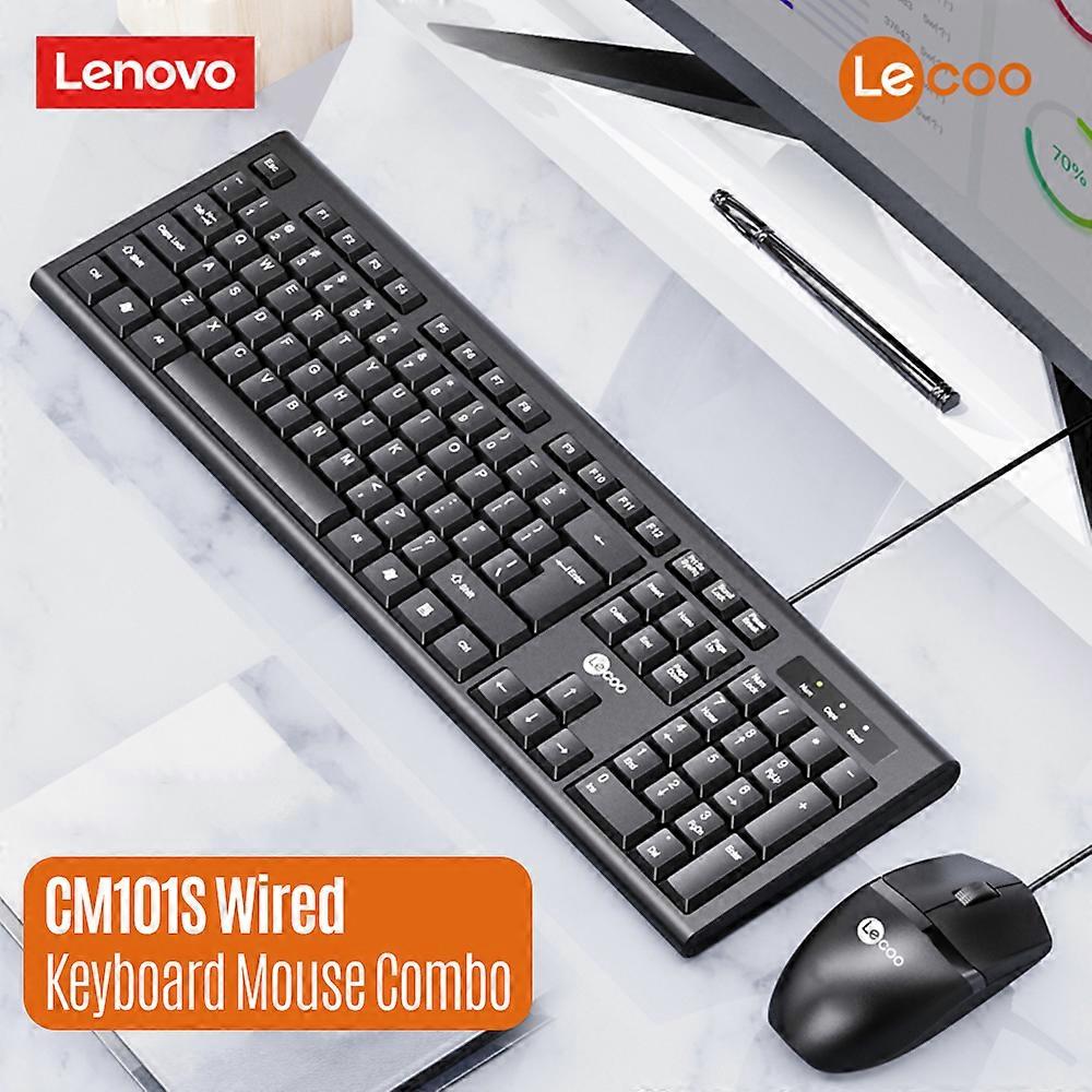 Lenovo Lecoo CM101S Wired Keyboard Mouse Combo Ergonomic Keyboard Mouse Set Plug and Play Wide Compatibility Black