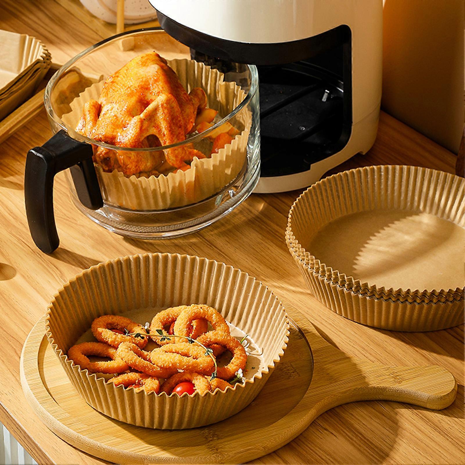 100PCS Fryer Liners Disposable Paper Non-stick Heat Resistant Oil Absorption Fryer Parchment Paper Baking Paper