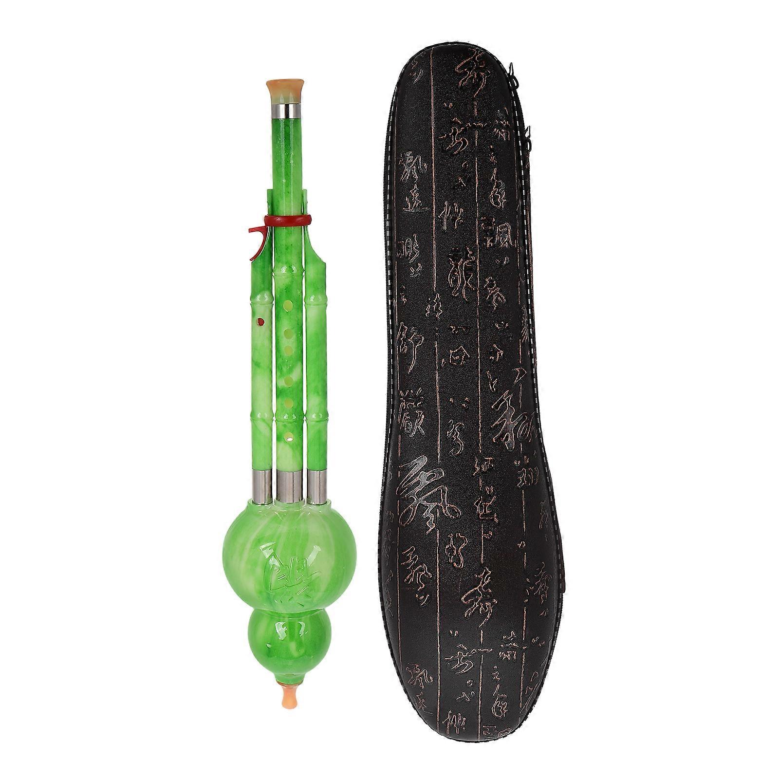 Cucurbit Flute Hulusi for Adults and Children Music Performance Durable Resin Multi Color with Case 1 Set