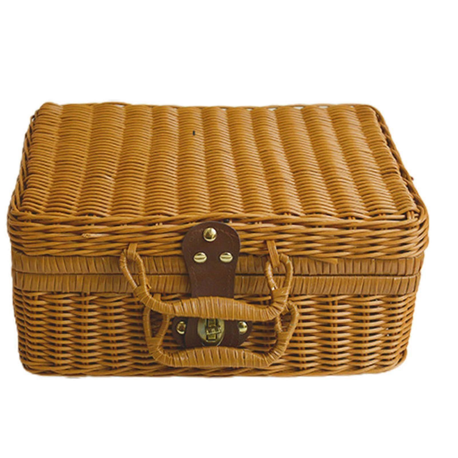Picnic Basket Large Size Organizer Container Storage Basket With Lid