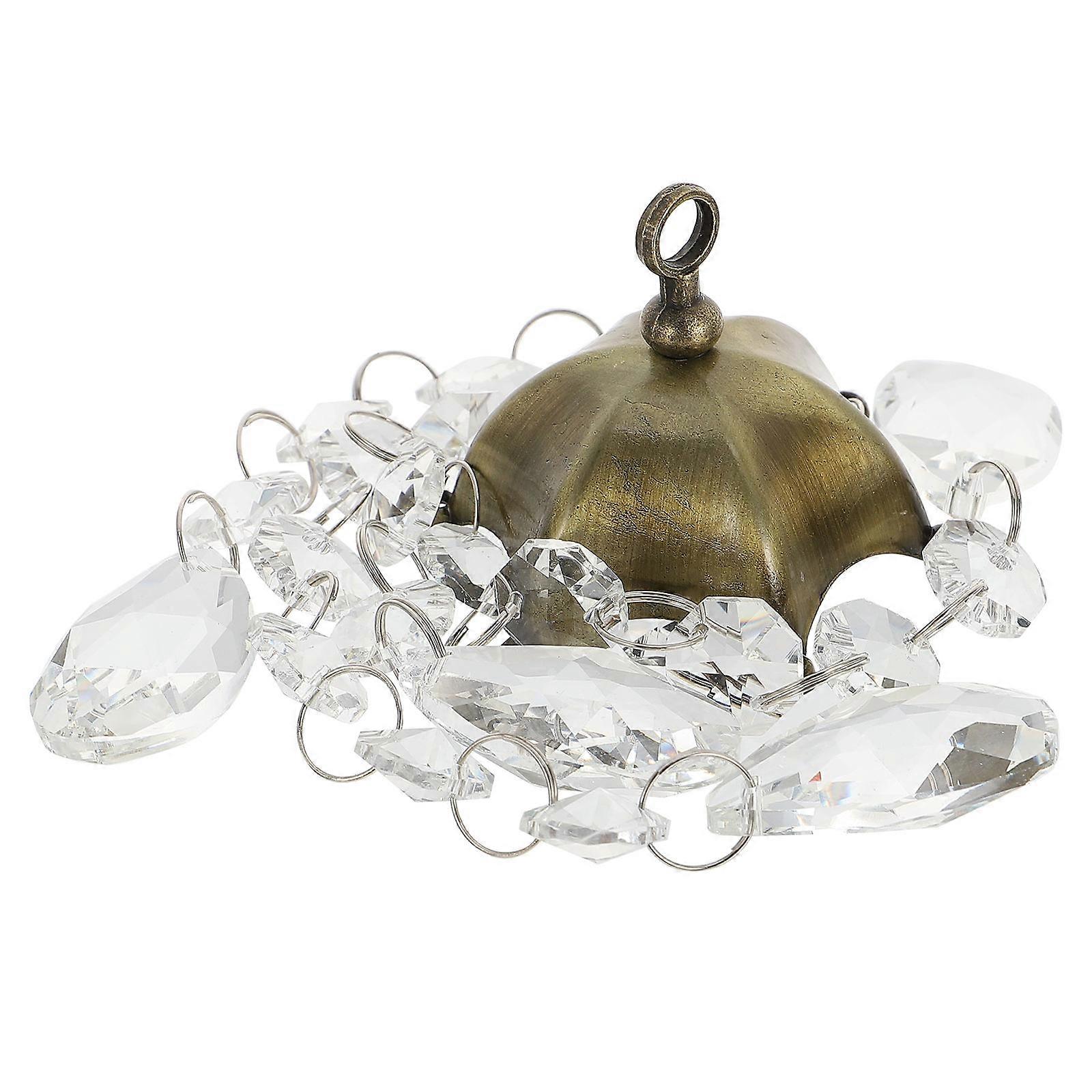 Crystal Decor Pendant Shape Hanging Ornaments for Home Decor Transparent Crystal and Bronze Material Decorative Hanging 1Set