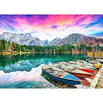 Quebra-cabeça de 300/500/1000 peças para adultos, quebra-cabeças de paisagem do lago Fusine para adultos 300/500/1000 peças de peças de forma única Quebra-cabeça da natureza