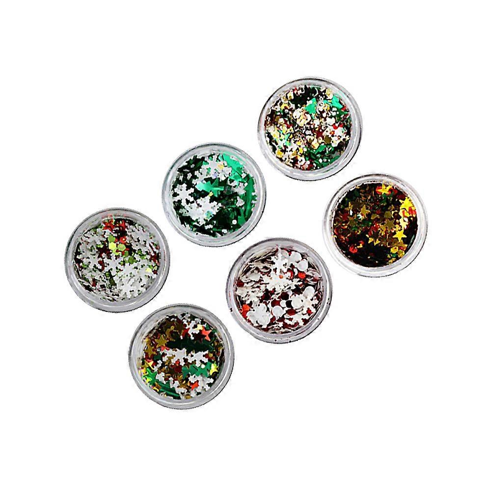 Star Nail Stickers 6Pcs Christmas Festival Paillette Decoration for Home Use Perfect for Nails Fun Design